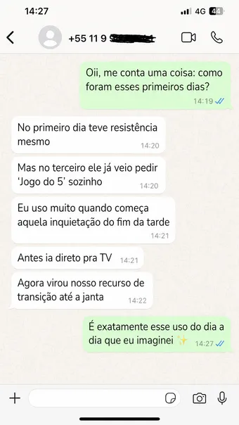 Print de depoimento de mãe sobre resultado com a Rotina Zero Birra