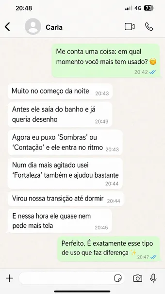 Print de depoimento de mãe sobre resultado com a Rotina Zero Birra